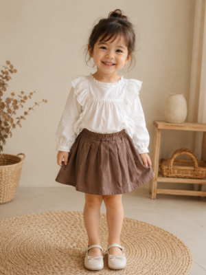 White top/brown Skirt